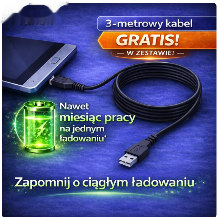 Bateria 5000 mAh i kabel USB 3 m gratis w zestawie